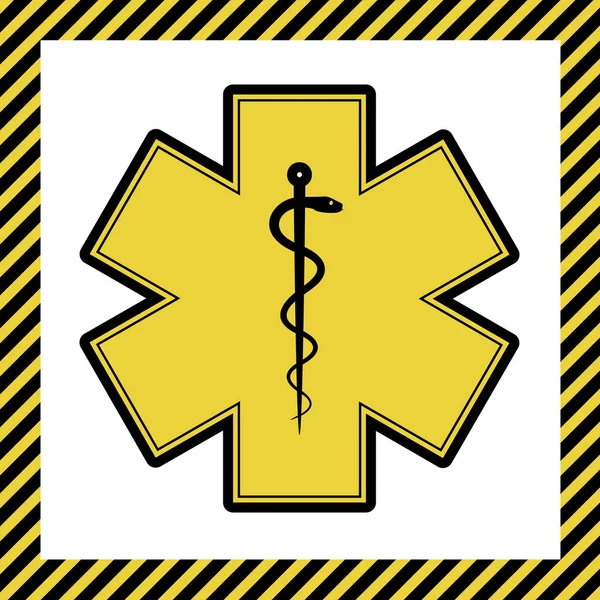 Medical Symbol Emergency Star Life Border Vector Warm Yellow Icon — Stock Vector