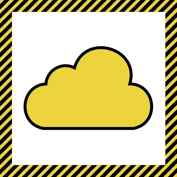 Wolkenzeichen Illustration Vektor Warmgelbes Symbol Mit Schwarzer Kontur Rahmen Der — Stockvektor