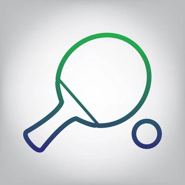 Ping Pong Pagaie Avec Balle Vecteur Icône Contour Dégradé Vert — Image vectorielle