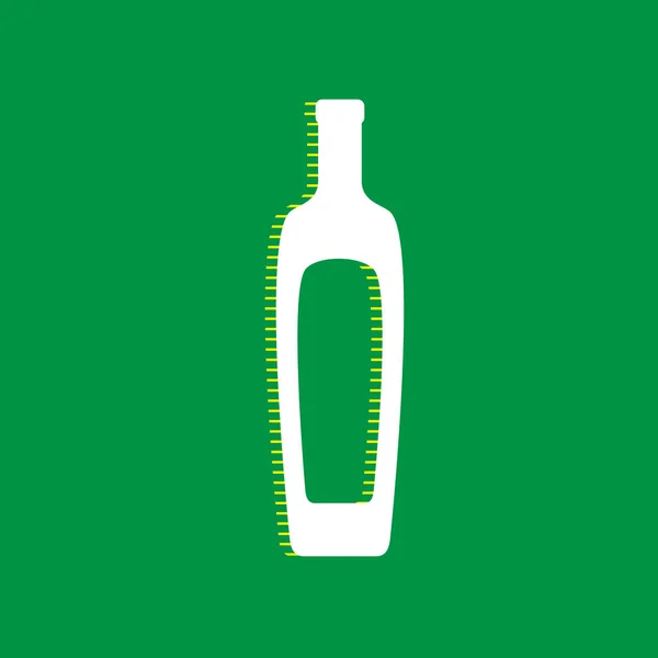 Olivenölflaschenschild Vektor Weißes Flaches Symbol Mit Gelb Gestreiftem Schatten Auf — Stockvektor