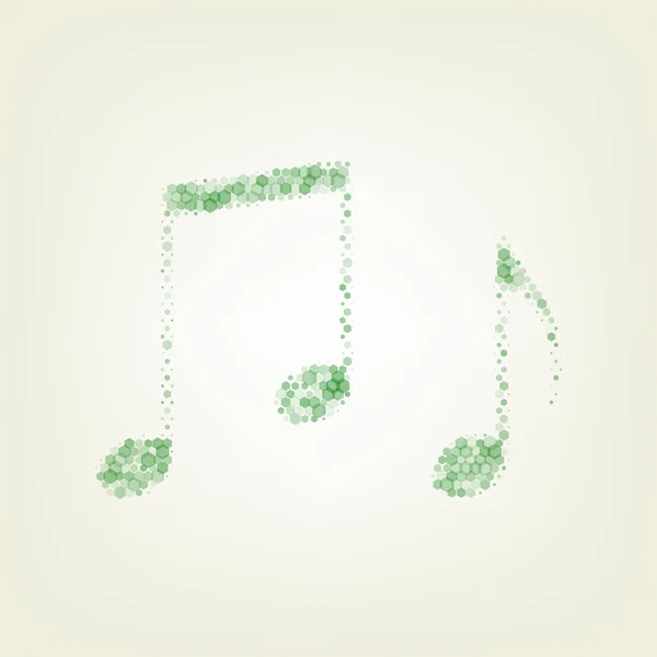 Music Notes Sign Vector Green Hexagon Rastered Icon Noised Opacity — Stock Vector