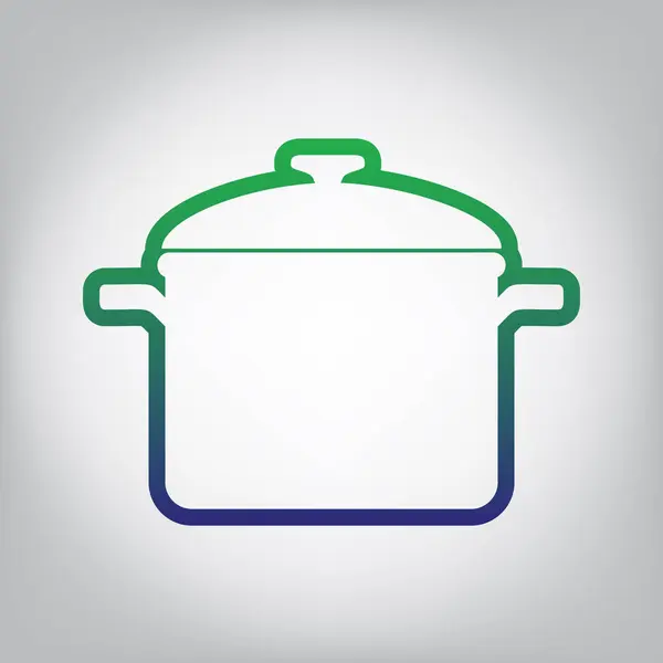 Cartel Cocina Vector Icono Contorno Degradado Verde Azul Fondo Grisáceo — Archivo Imágenes Vectoriales