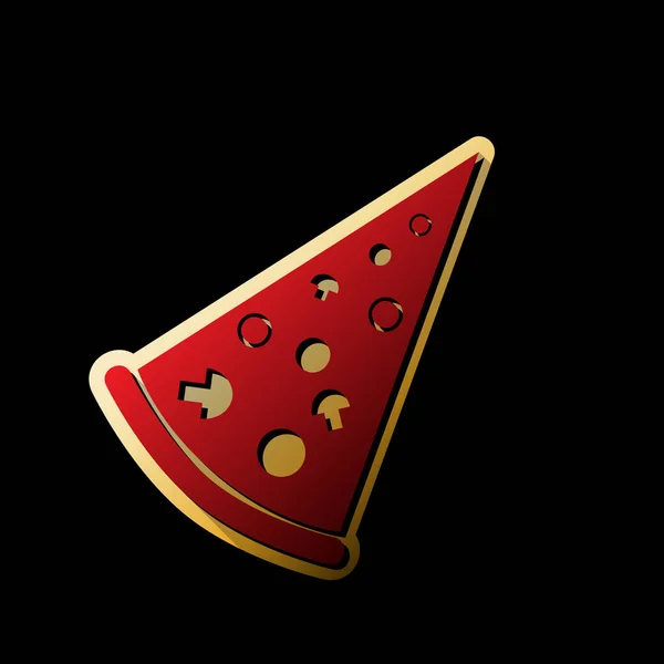 Pizza Eenvoudige Teken Vector Rode Pictogram Met Kleine Zwarte Onbegrensde — Stockvector