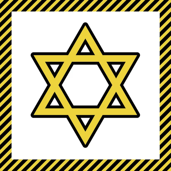 Schild Magen David Star Symbol Des Israel Vektor Warmgelbes Symbol — Stockvektor