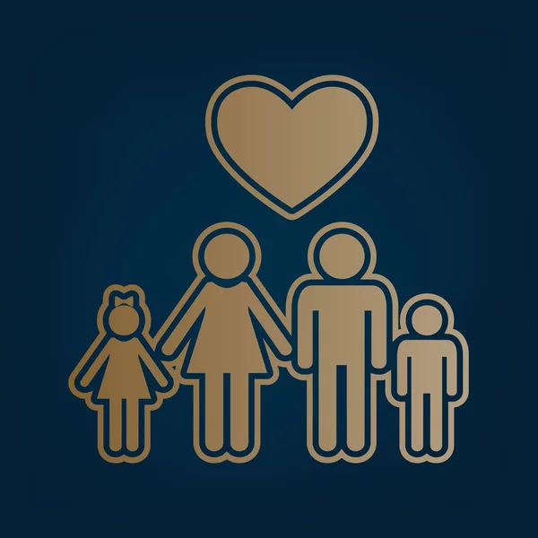 Family Symbol Heart Husband Wife Kept Children Hands Love Vector — Stock Vector