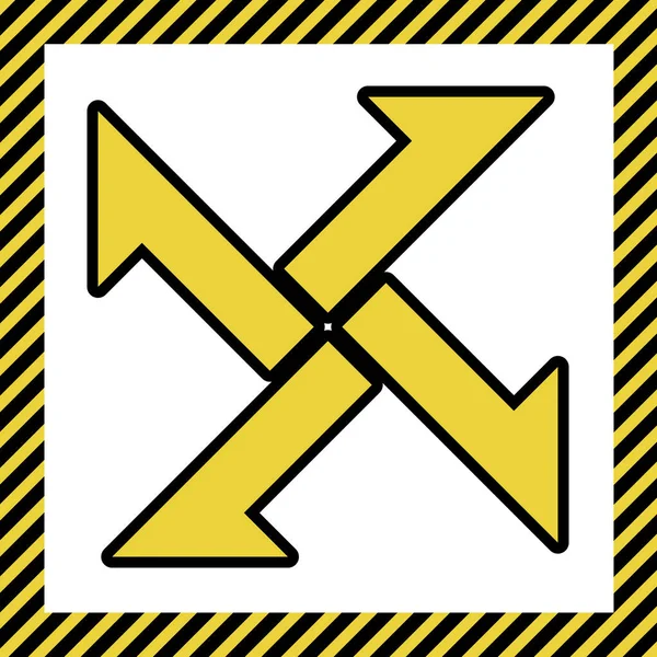Σταυρός Από Βέλη Εικονίδιο Διάνυσμα Ζεστό Κίτρινο Εικονίδιο Μαύρο Περίγραμμα — Διανυσματικό Αρχείο