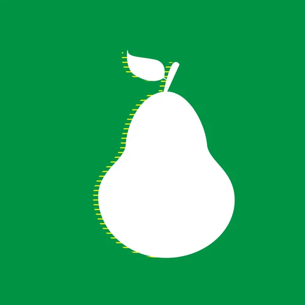 Pear Teken Illustratie Vector Witte Vlakke Pictogram Met Geel Gestreepte — Stockvector