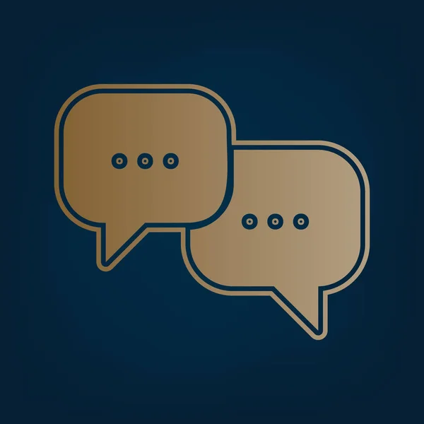 Speech Bubbles Teken Vector Gouden Pictogram Grens Bij Donkere Cyaan — Stockvector