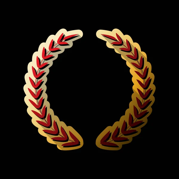 Laurel Wreath Signo Vector Icono Rojo Con Pequeñas Sombras Negras — Vector de stock