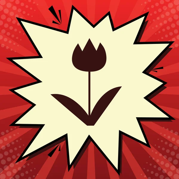 Знак Тюльпанів Вектор Темно Червона Ікона Лимонному Шифоні Затворної Бульбашки — стоковий вектор