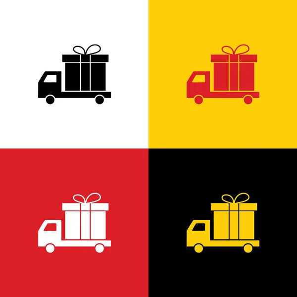 Delivery Gift Sign Vector Icons German Flag Corresponding Colors Background — Stock Vector