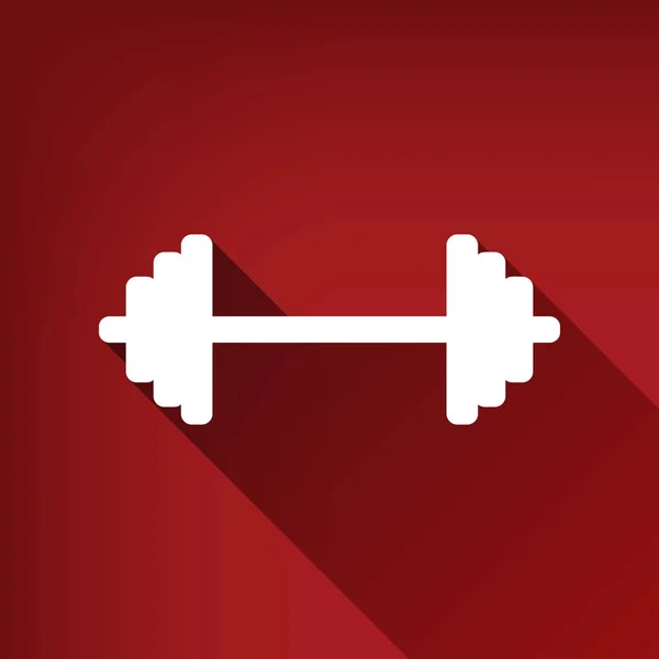 Dumbbell Weights Sign Vector White Icon Limitless Shadow Ruby Red — Stock Vector