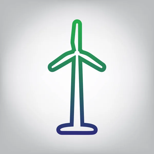 Logo Signo Turbina Eólica Vector Icono Contorno Degradado Verde Azul — Archivo Imágenes Vectoriales