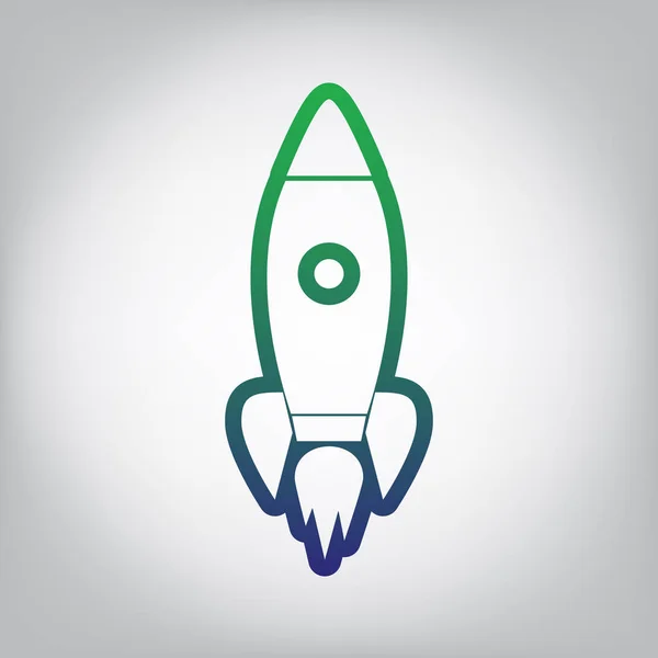 Rocket Sign Illustration Vector Green Blue Gradient Contour Icon Grayish — Stock Vector