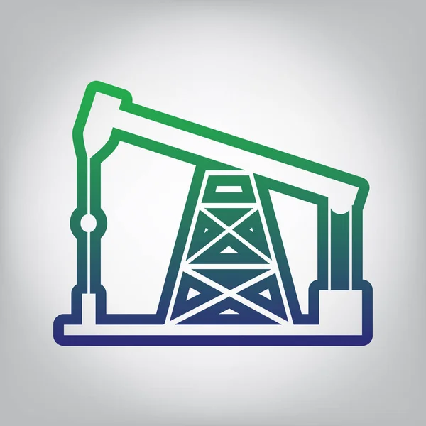 Señal Plataforma Perforación Petróleo Vector Icono Contorno Degradado Verde Azul — Vector de stock