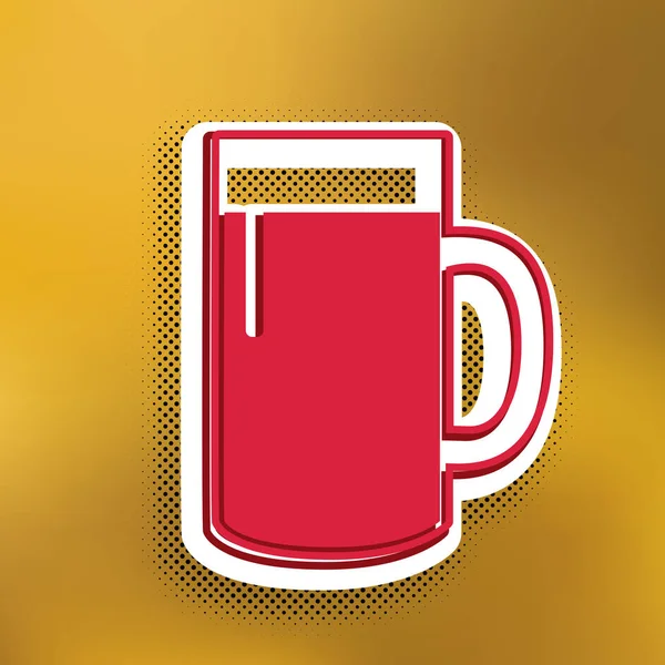Pivní Sklo Znamení Vektor Purpurová Ikona Tmavší Stín Bílý Štítek — Stockový vektor