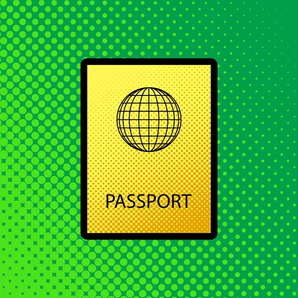 Pasaport Işareti Illüstrasyon Vektör Pop Sanat Turuncu Yeşilimsi Arka Plan — Stok Vektör