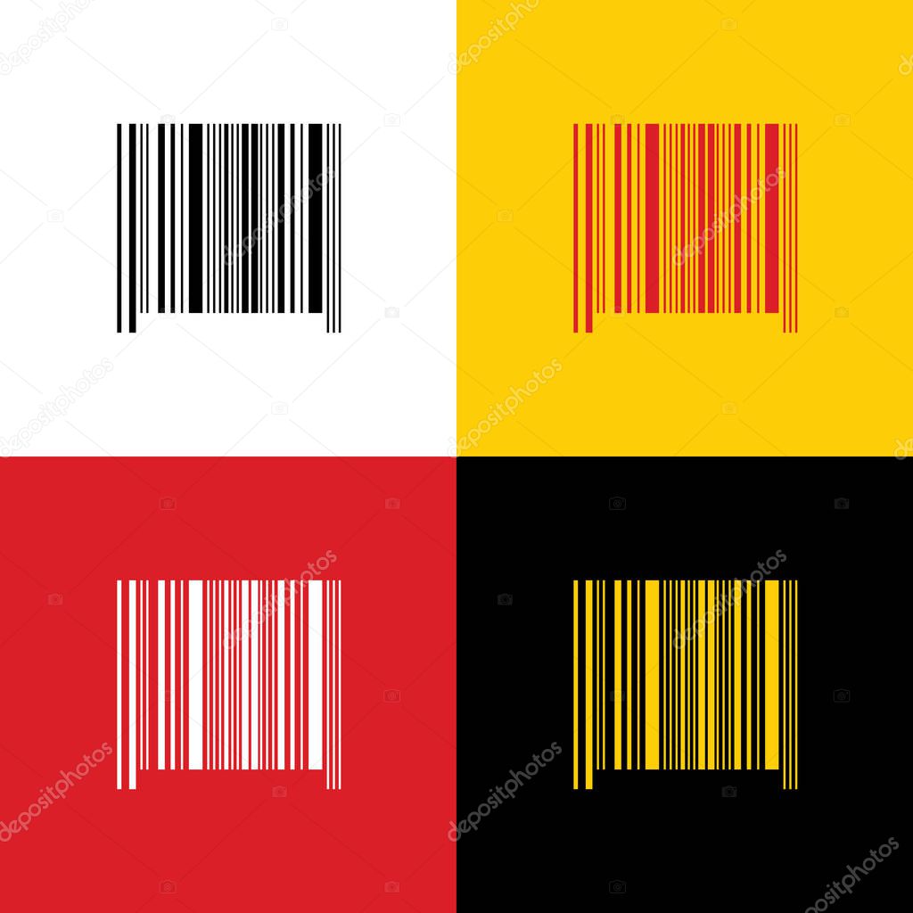 Bar code sign. Vector. Icons of german flag on corresponding colors as background.