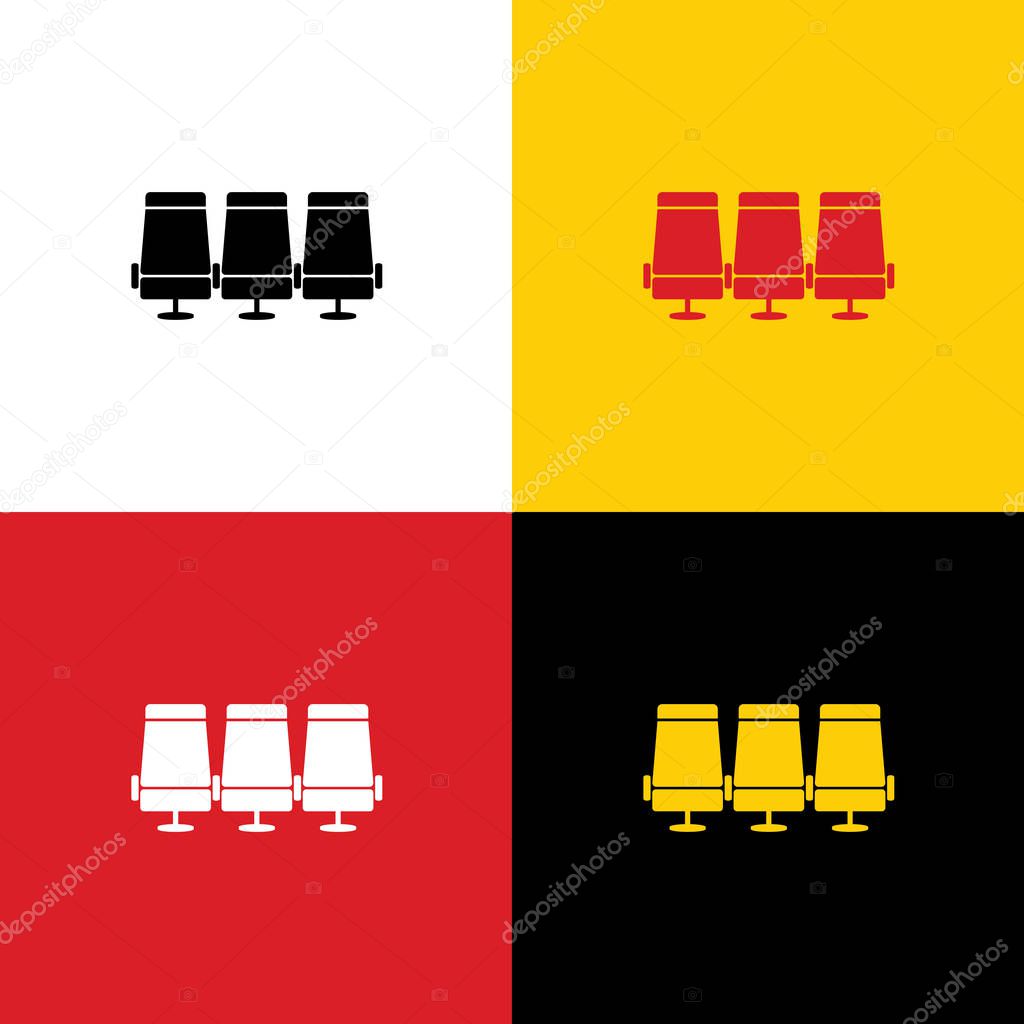 Airplane Transport seats sign illustration. Vector. Icons of german flag on corresponding colors as background.