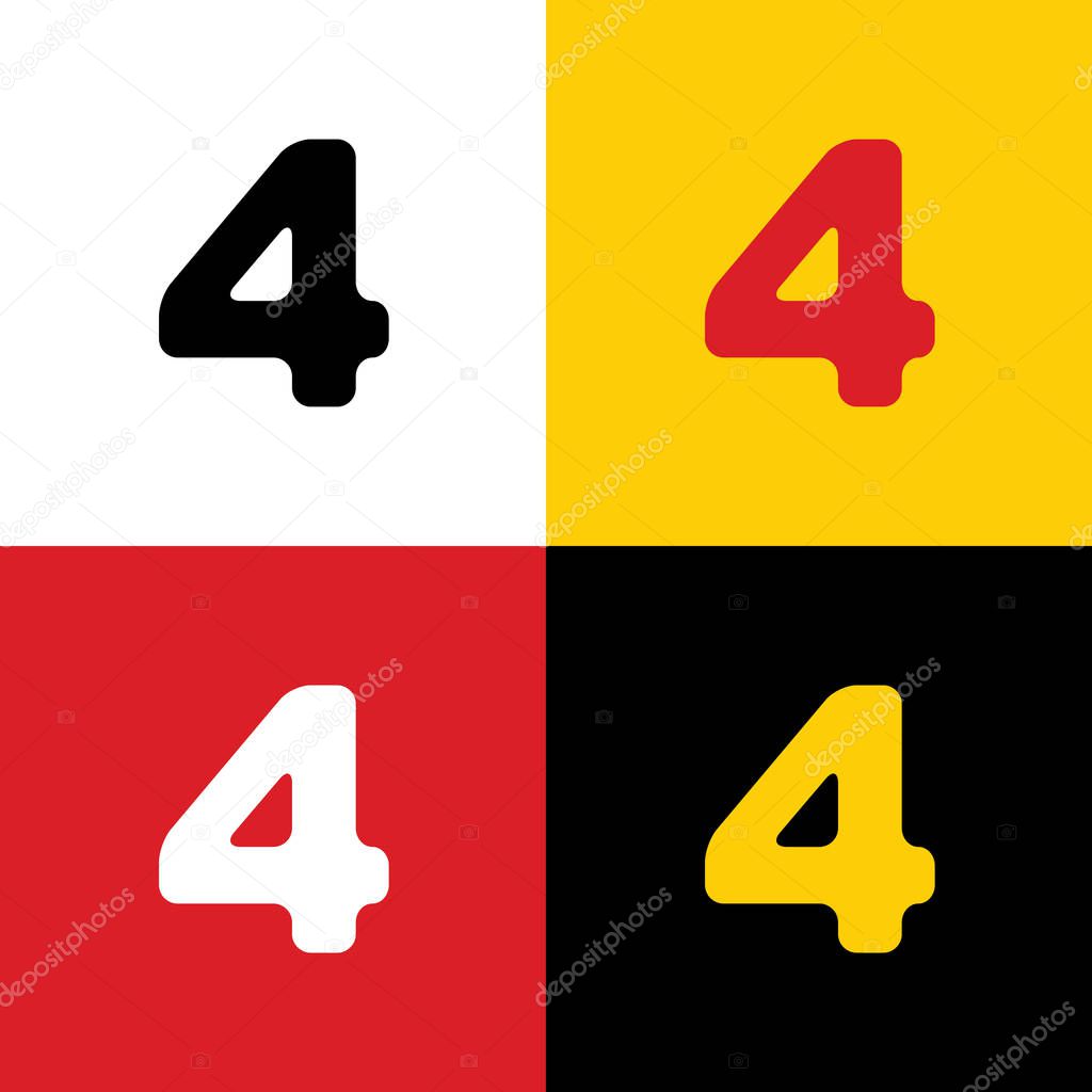 Number 4 sign design template element. Vector. Icons of german flag on corresponding colors as background.