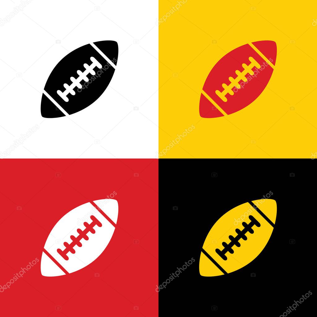 American simple football ball. Vector. Icons of german flag on corresponding colors as background.