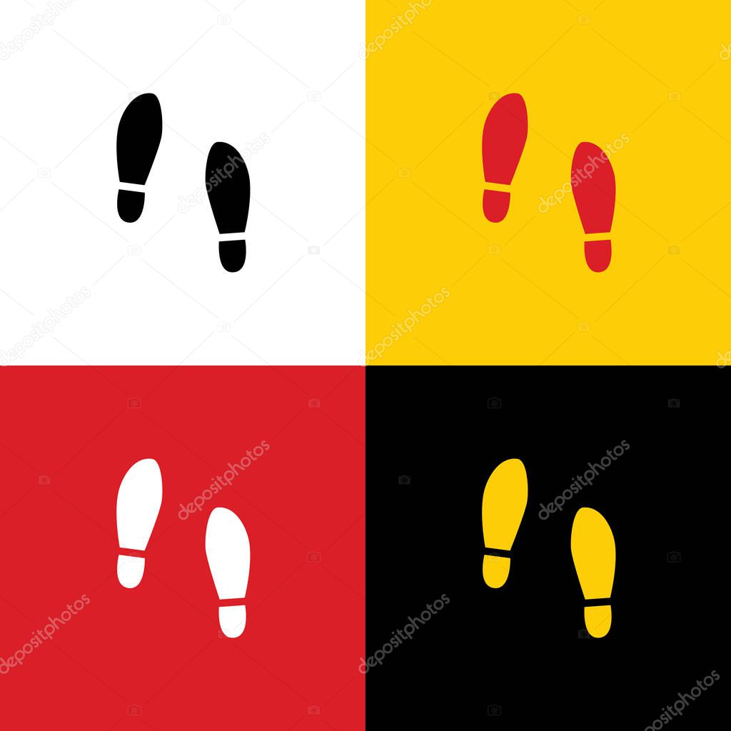 Imprint soles shoes sign. Vector. Icons of german flag on corresponding colors as background.