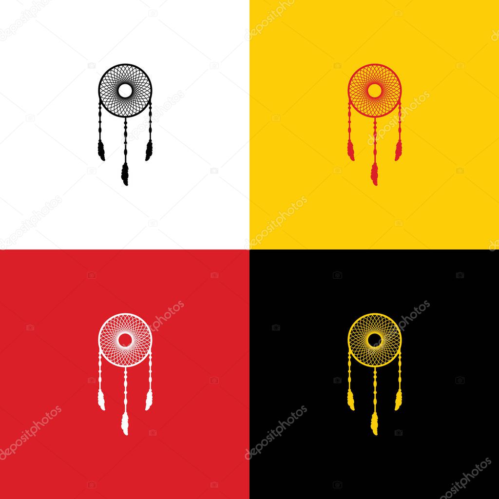 Dream catcher sign. Vector. Icons of german flag on corresponding colors as background.