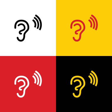 İnsan anatomisi. Soundwave kulak işareti. Vektör. Arka plan olarak karşılık gelen Colors Alman bayrağı simgeleri.