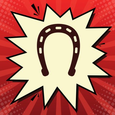 Nal işareti illüstrasyon. Vektör. Limon şifon çekim kabarcığın ışınları ile kırmızı popart arka plan, koyu kırmızı simge.