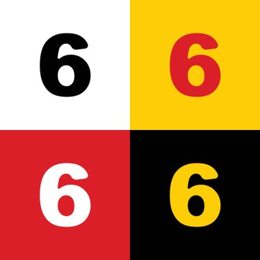 6 numaralı işaret tasarım şablonu öğesi. Vektör. Arka plan olarak karşılık gelen Colors Alman bayrağı simgeleri.