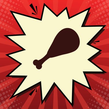 Tavuk budu işareti. Vektör. Kırmızı popart arka planında, limon şifonlu şifon kaplama balonunda koyu kırmızı bir simge..