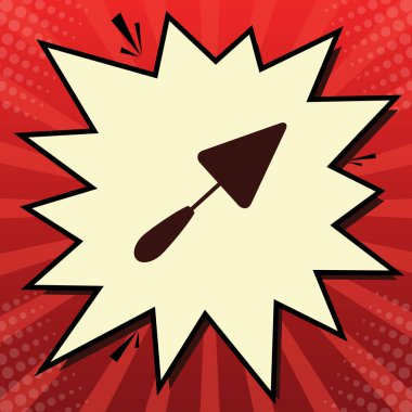 Mala işaret. Vektör. Limon şifon çekim kabarcığın ışınları ile kırmızı popart arka plan, koyu kırmızı simge.