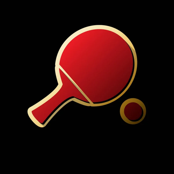 Ping Pong Remo Com Bola Vector Ícone Vermelho Com Pequenas — Vetor de Stock