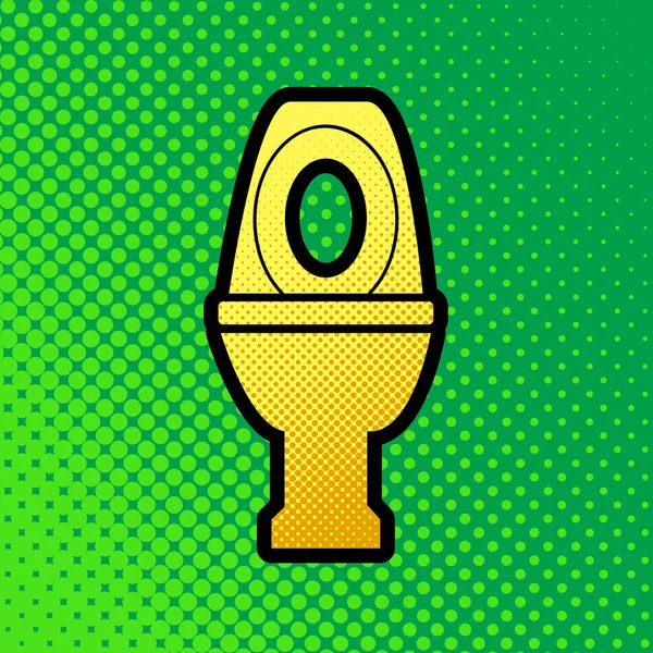 厕所标志插图 流行艺术橙色到黄色的点梯度图标与黑色轮廓在绿色背景 — 图库矢量图片