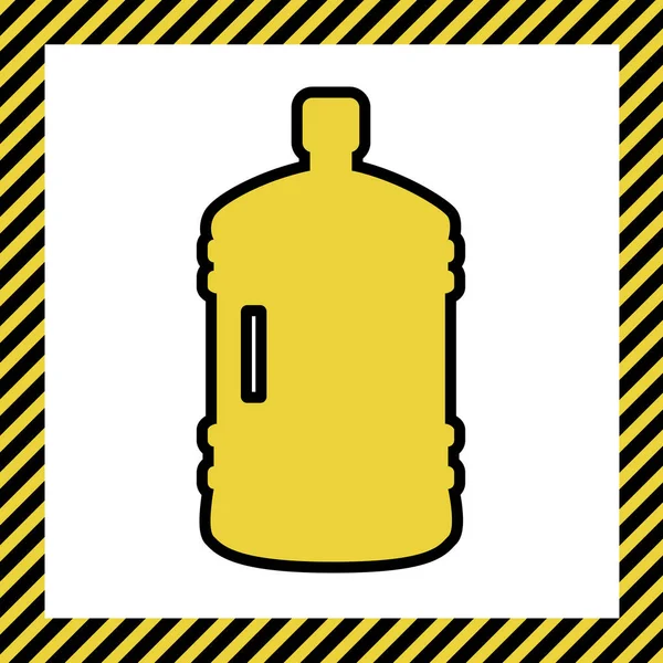 Plastic Bottle Silhouette Sign Vector Warm Yellow Icon Black Contour — Stock Vector