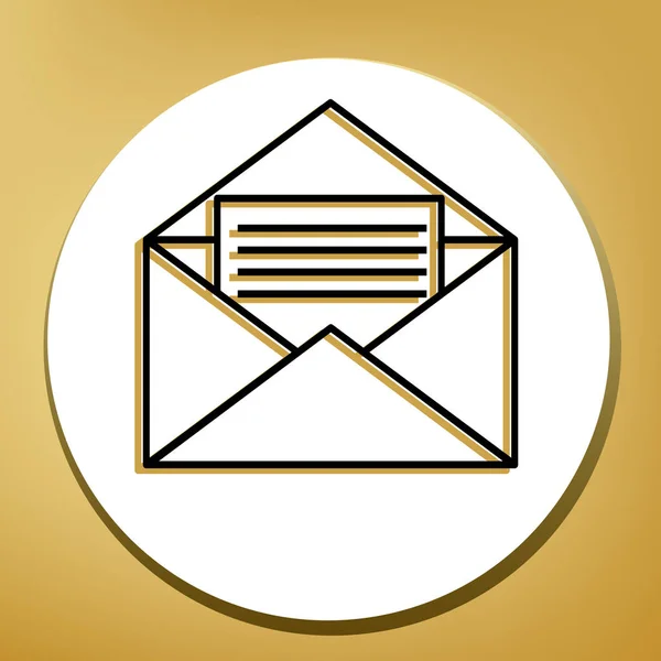 Lettre Dans Une Illustration Signe Enveloppe Vecteur Icône Noire Avec — Image vectorielle