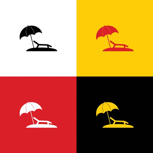 Тропічний Курорт Пляж Стілець Лежаком Знак Вектор Значки Німецький Прапор — стоковий вектор