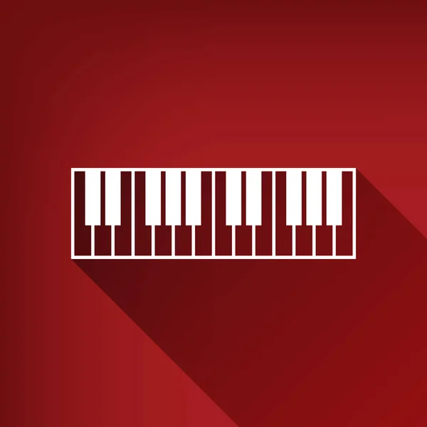 Letrero Teclado Piano Vector Icono Blanco Con Sombra Ilimitada Sobre — Vector de stock