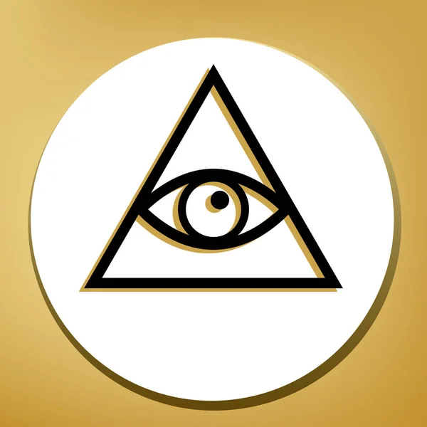 All Seeing Eye Pyramid Symbol Freemason Spiritual Vector Black Icon — Stock Vector