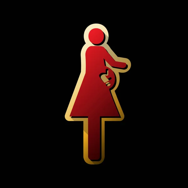 Vrouwen Baby Ondertekenen Vector Rode Pictogram Met Kleine Zwarte Onbegrensde — Stockvector