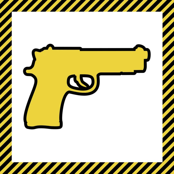 Ilustração Signo Arma Vector Ícone Amarelo Quente Com Contorno Preto —  Vetores de Stock