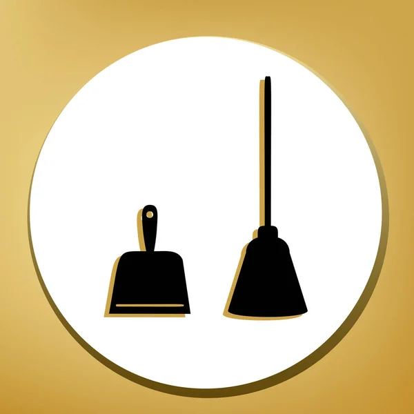 Dustpan Sign Scoop Cleaning Garbage Housework Dustpan Equipment Vector Black — Stock Vector