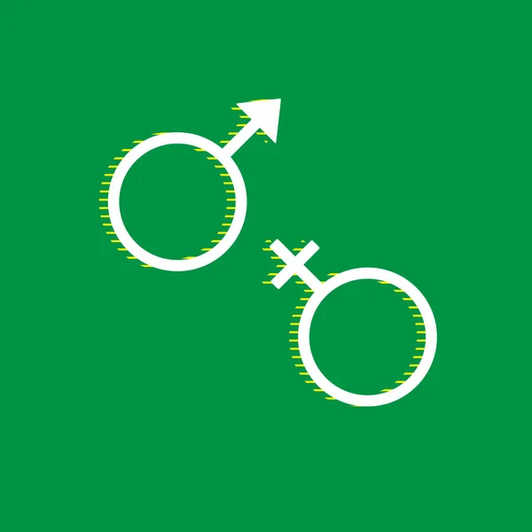 Секс Символ Вектор Белый Плоский Значок Желтой Полосой Тени Зеленом — стоковый вектор