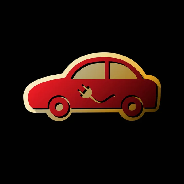Sinal Carro Eléctrico Vector Ícone Vermelho Com Pequenas Sombras Pretas — Vetor de Stock