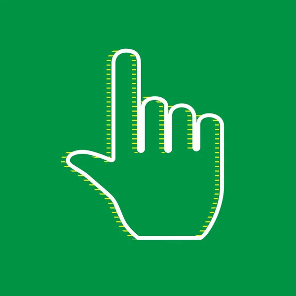 Kéz Jele Illusztráció Vektor Fehér Lapos Ikon Zöld Háttér Sárga — Stock Vector
