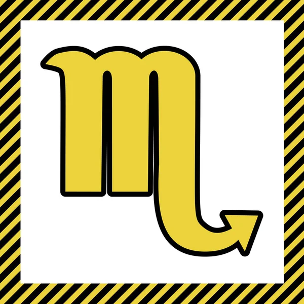 Символ Скорпиона Вектор Теплый Желтый Значок Черным Контуром Рамке Назван — стоковый вектор