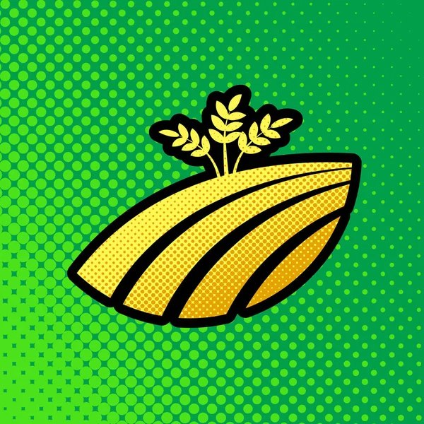 Знак Поля Пшеницы Вектор Поп Арт Оранжевый Желтым Точкам Градиент — стоковый вектор