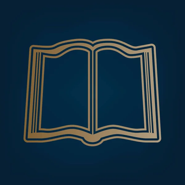 Книжковий Знак Вектор Золота Ікона Кордон Темному Блакитному Фоні — стоковий вектор