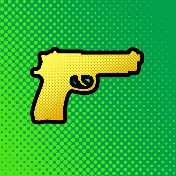 Ilustracja Znak Pistolet Wektor Pop Artu Pomarańczowy Żółte Kropki Gradient — Wektor stockowy