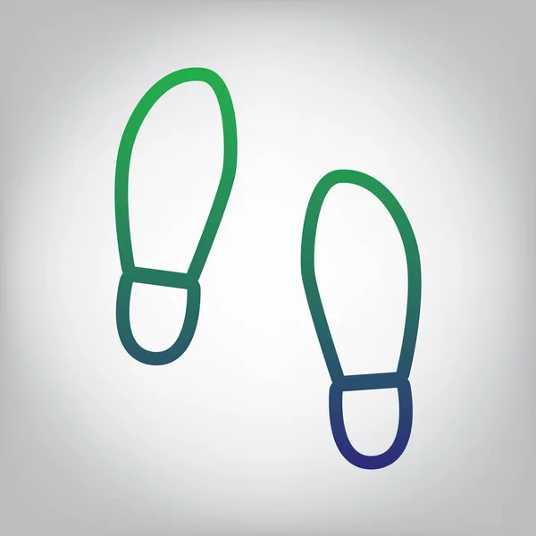 Signo Zapatos Suela Impresión Vector Icono Contorno Degradado Verde Azul — Vector de stock